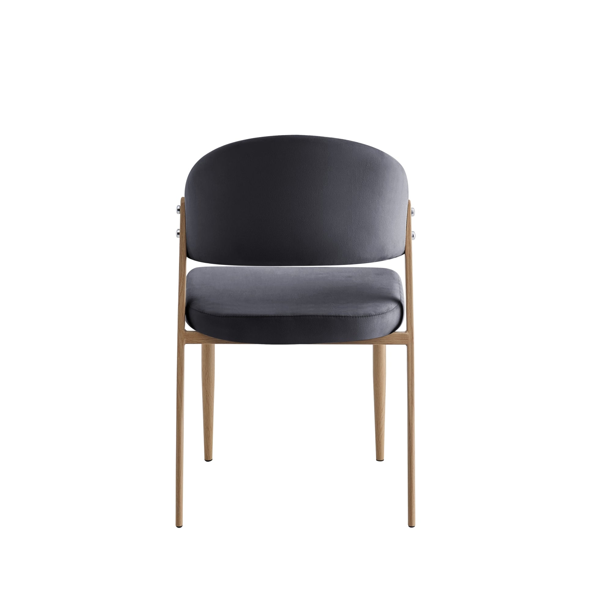 CHAISE LAMIA PIEDS EFFET BOIS TISSU VELOURS ANTHRACITE