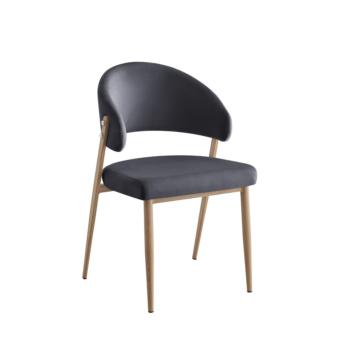 CHAISE LAMIA PIEDS EFFET BOIS TISSU VELOURS ANTHRACITE