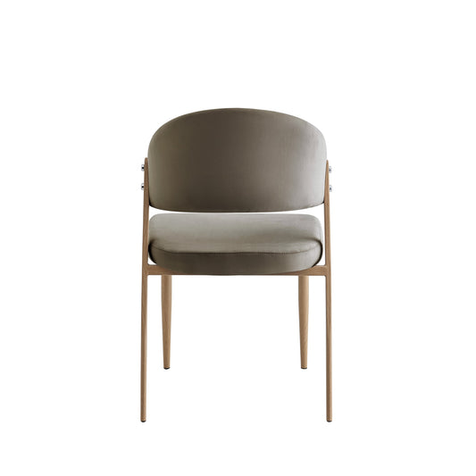 CHAISE LAMIA PIEDS EFFET BOIS TISSU VELOURS TAUPE