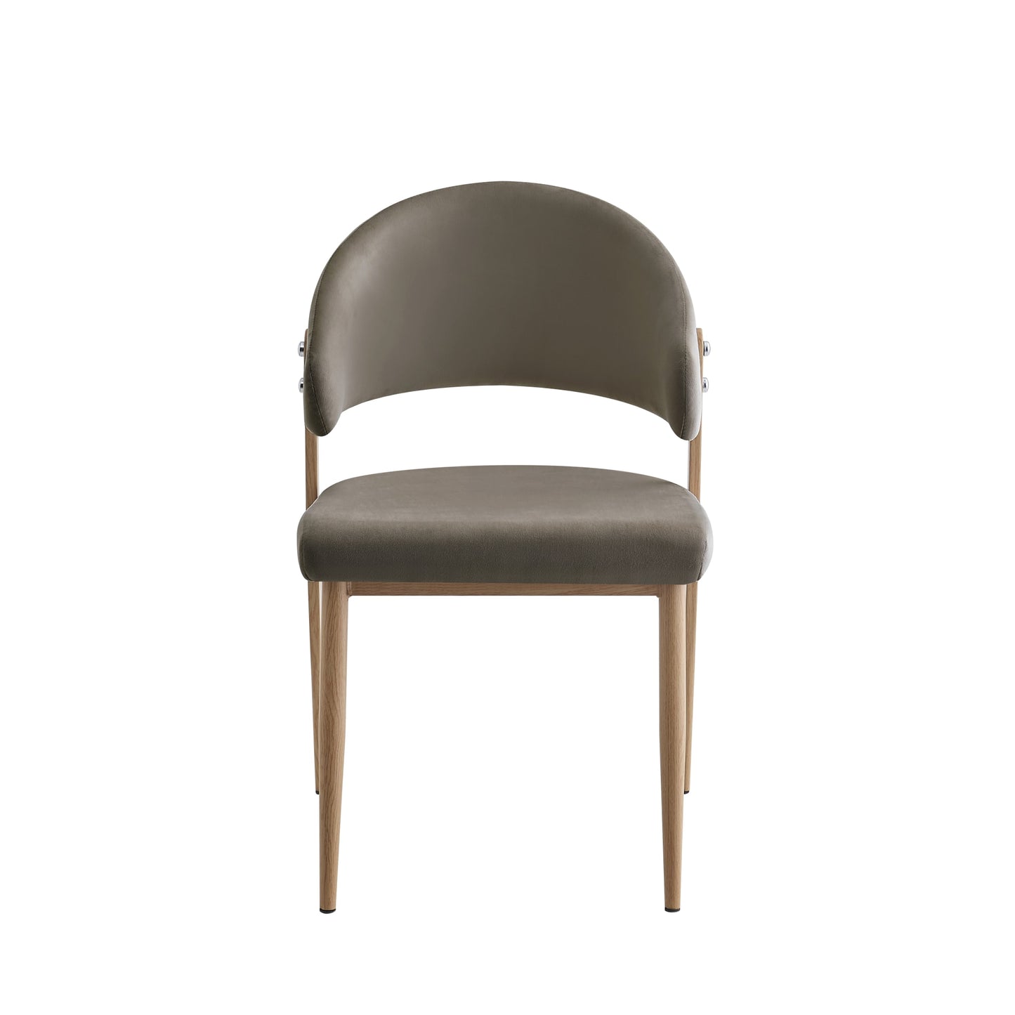 CHAISE LAMIA PIEDS EFFET BOIS TISSU VELOURS TAUPE