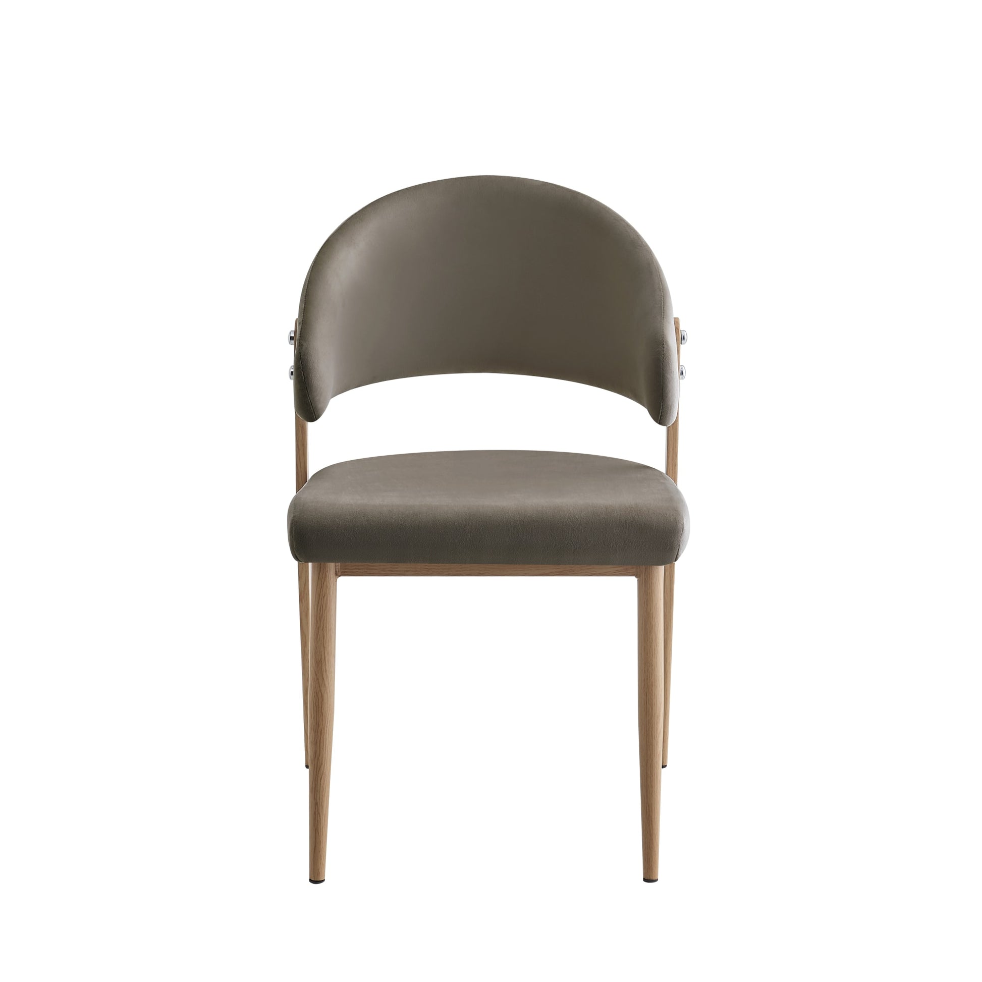 CHAISE LAMIA PIEDS EFFET BOIS TISSU VELOURS TAUPE
