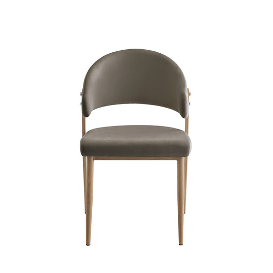 CHAISE LAMIA PIEDS EFFET BOIS TISSU VELOURS TAUPE