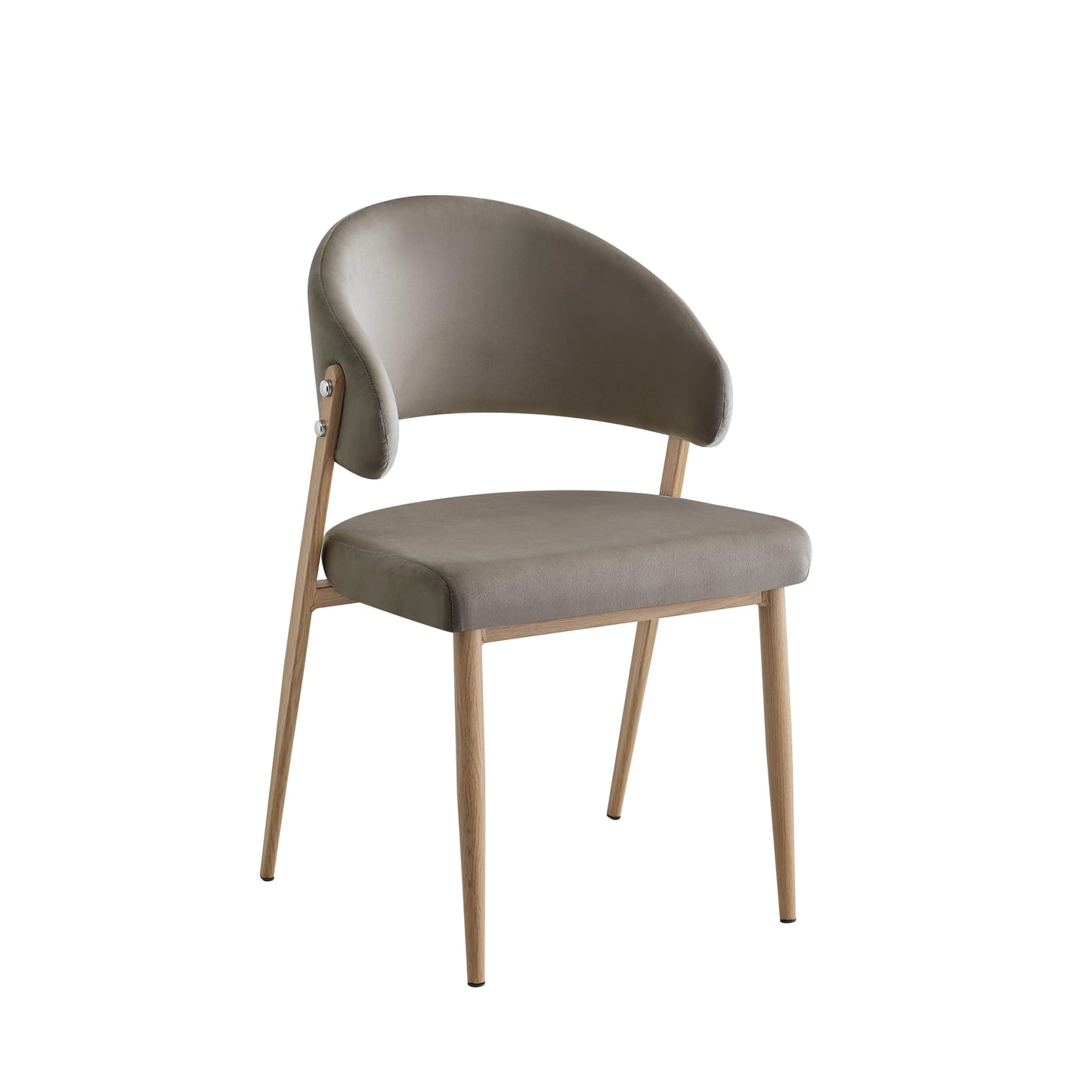 CHAISE LAMIA PIEDS EFFET BOIS TISSU VELOURS TAUPE