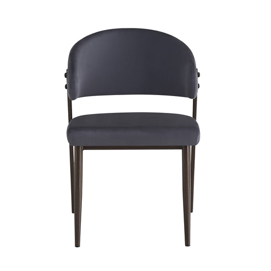 CHAISE LAMIA PIEDS EFFET NOYER TISSU VELOURS ANTHRACITE