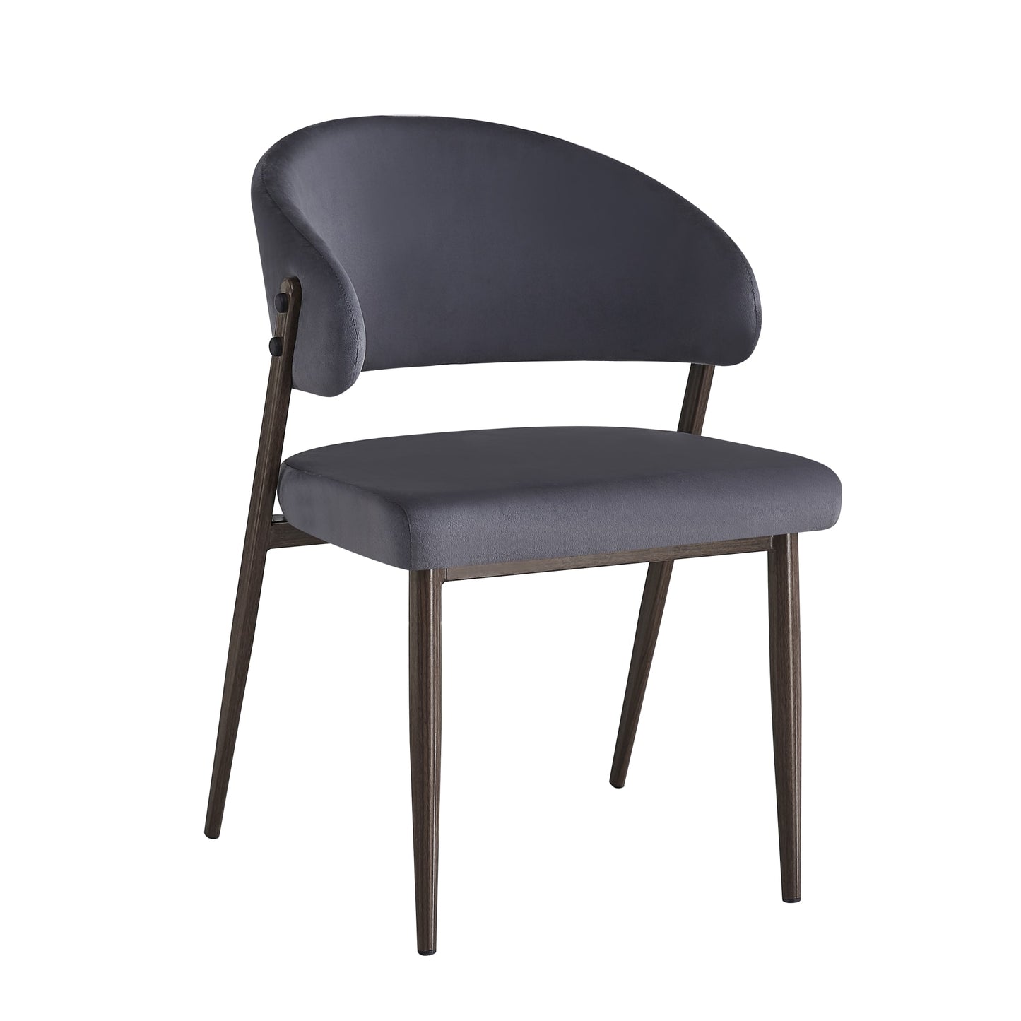 CHAISE LAMIA PIEDS EFFET NOYER TISSU VELOURS ANTHRACITE