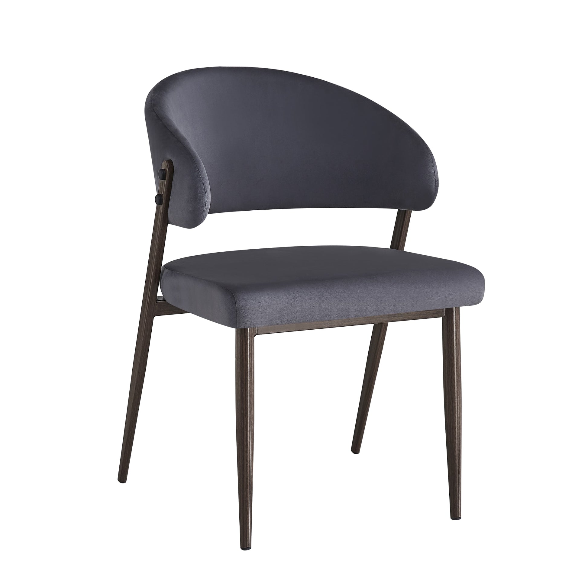 CHAISE LAMIA PIEDS EFFET NOYER TISSU VELOURS ANTHRACITE
