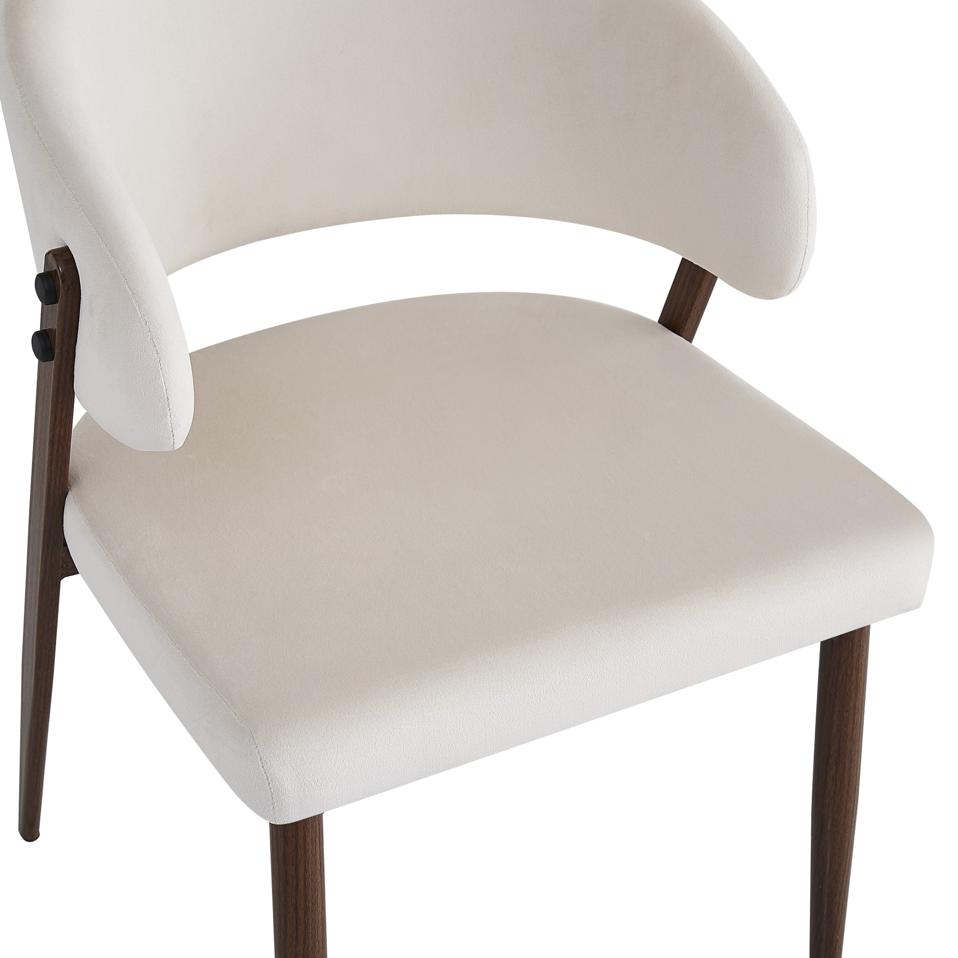 CHAISE LAMIA PIEDS EFFET NOYER TISSU VELOURS BEIGE