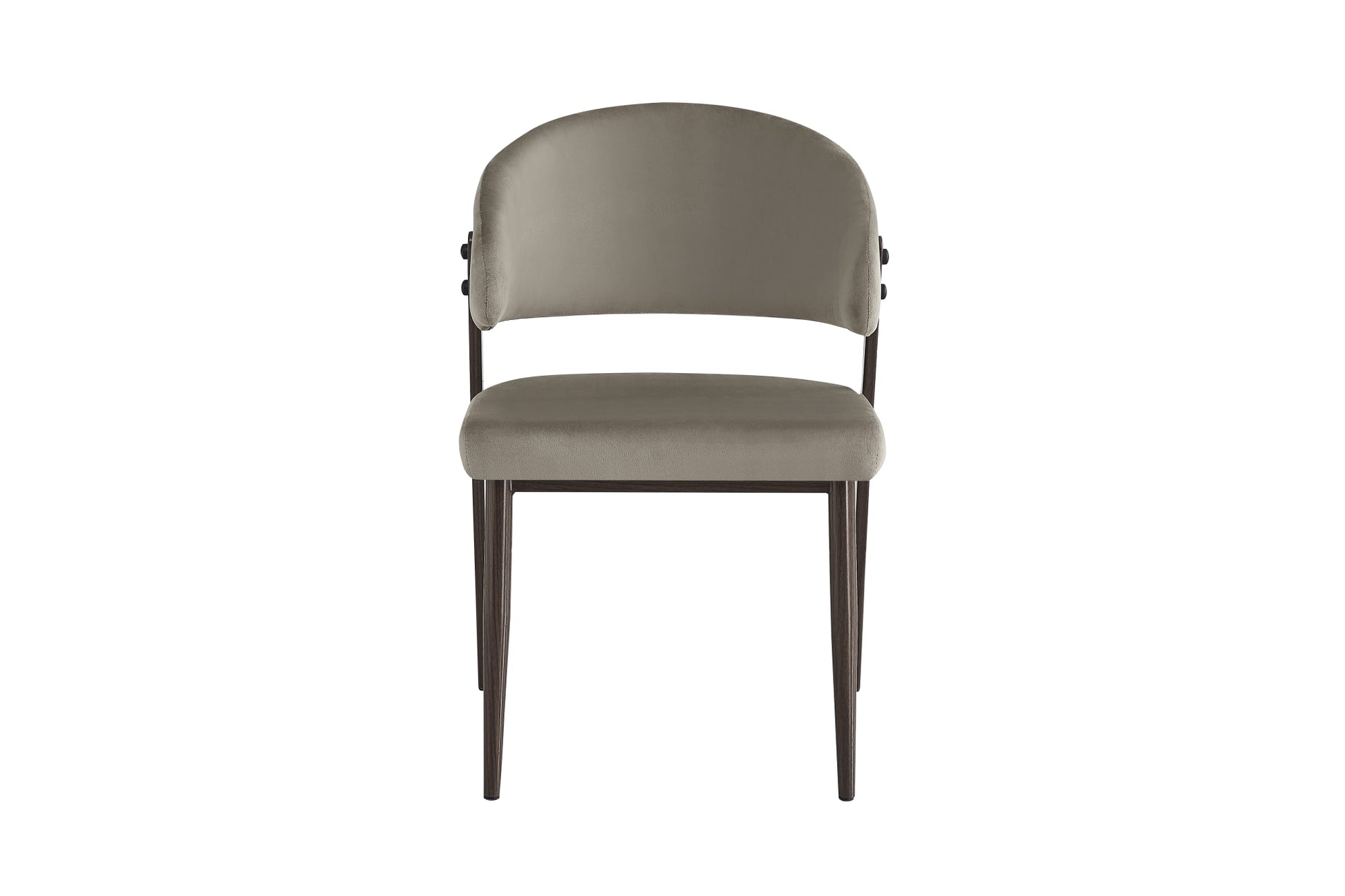 CHAISE LAMIA PIEDS EFFET NOYER TISSU VELOURS TAUPE