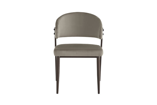 CHAISE LAMIA PIEDS EFFET NOYER TISSU VELOURS TAUPE
