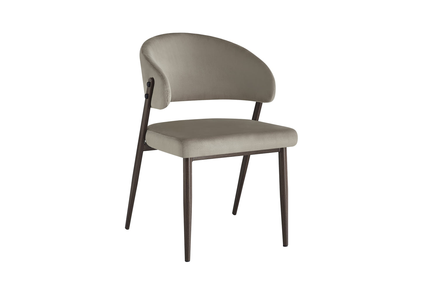 CHAISE LAMIA PIEDS EFFET NOYER TISSU VELOURS TAUPE