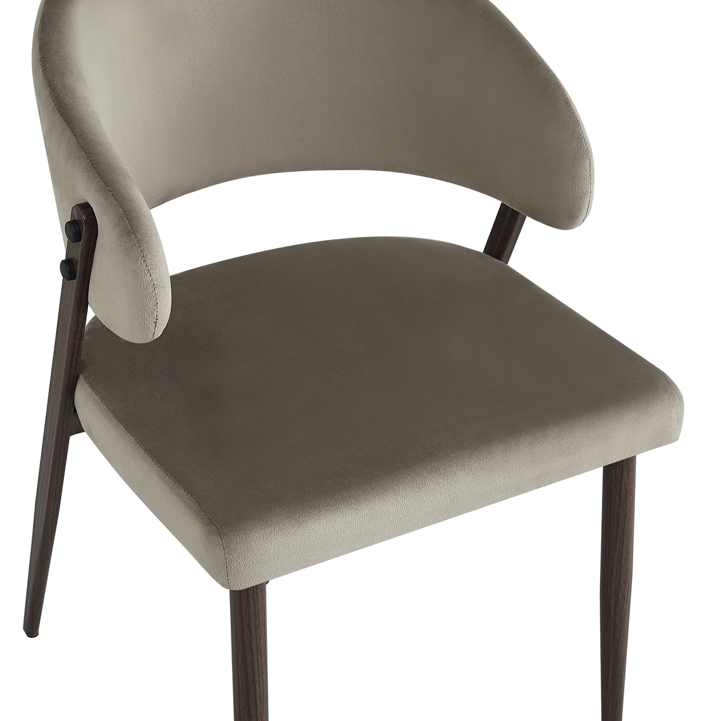 CHAISE LAMIA PIEDS EFFET NOYER TISSU VELOURS TAUPE