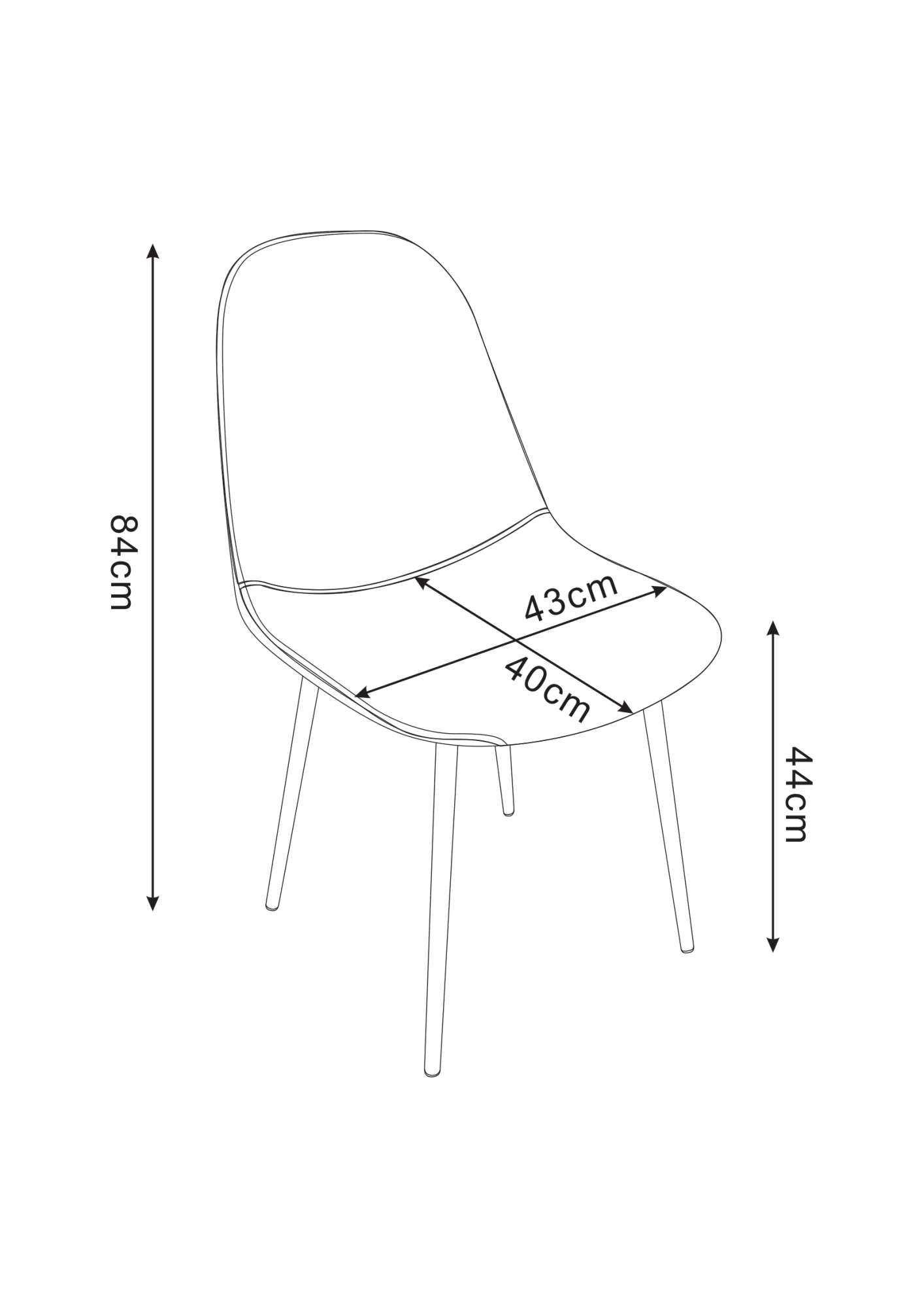 CHAISE SCANDINAVE PIED NOIR VELOURS GRIS