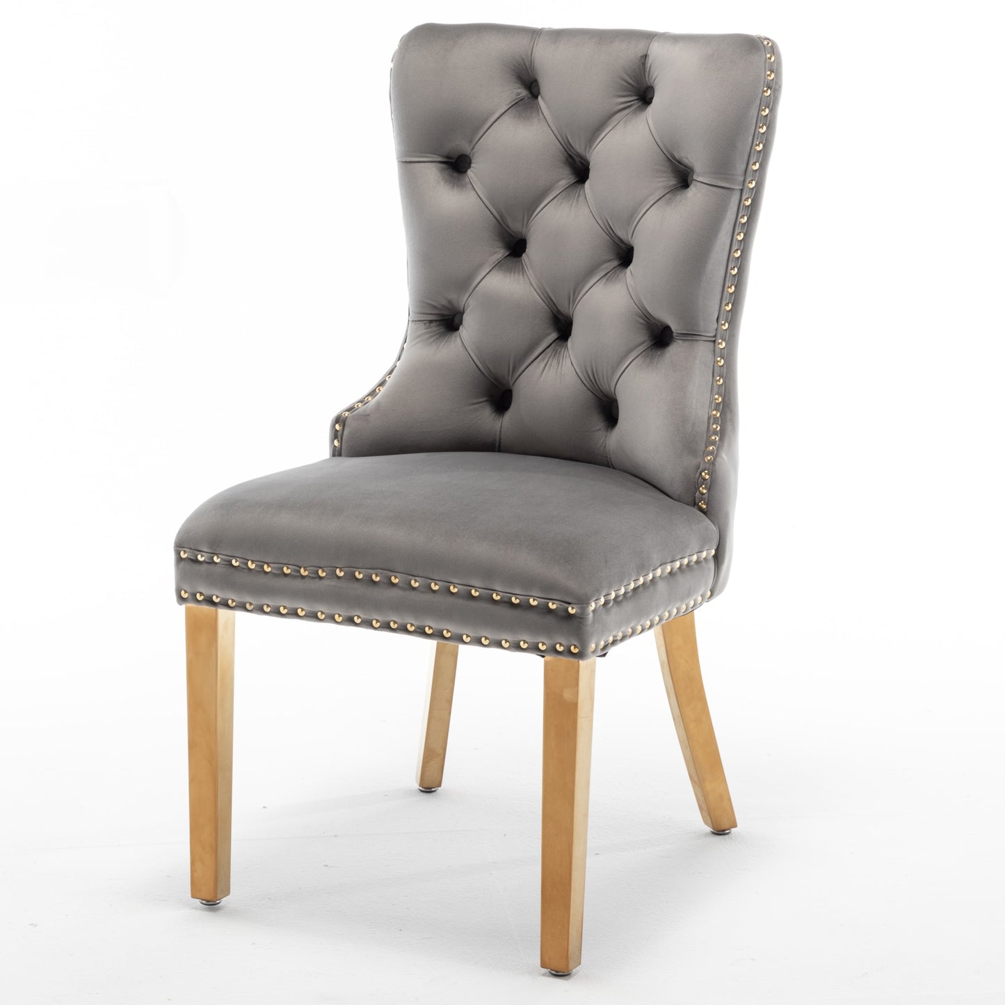 Lot de 2 chaises POIGNEE Clouté en velours pied Gold