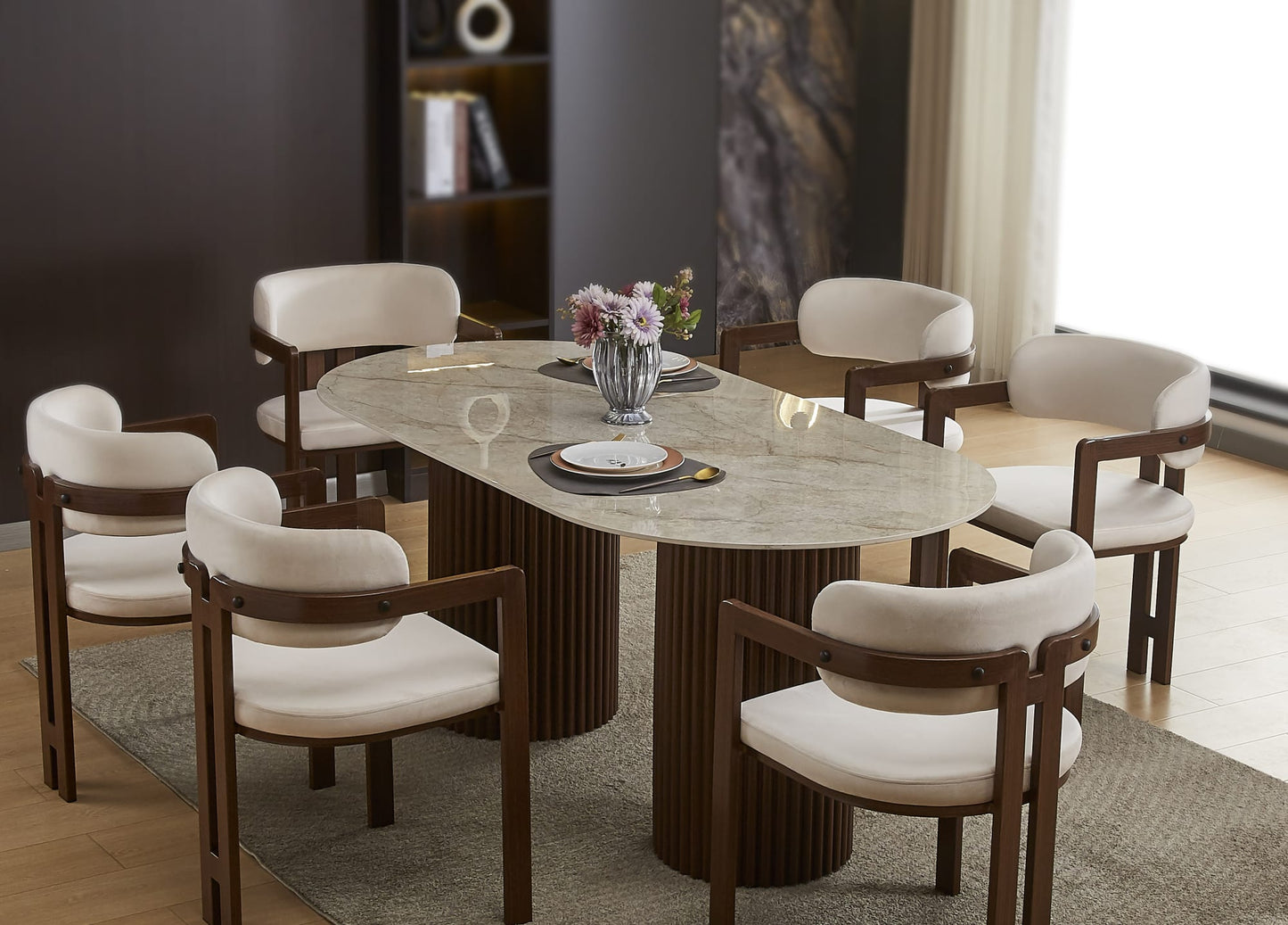 TABLE A MANGER KEYSHA PIED NOYER PLATEAU CERAMIQUE SHAKESPEARE GRIS
180cm