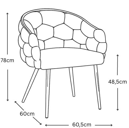 CHAISE AVEC ACCOUDOIR BALLON METAL NOIR TAUPE