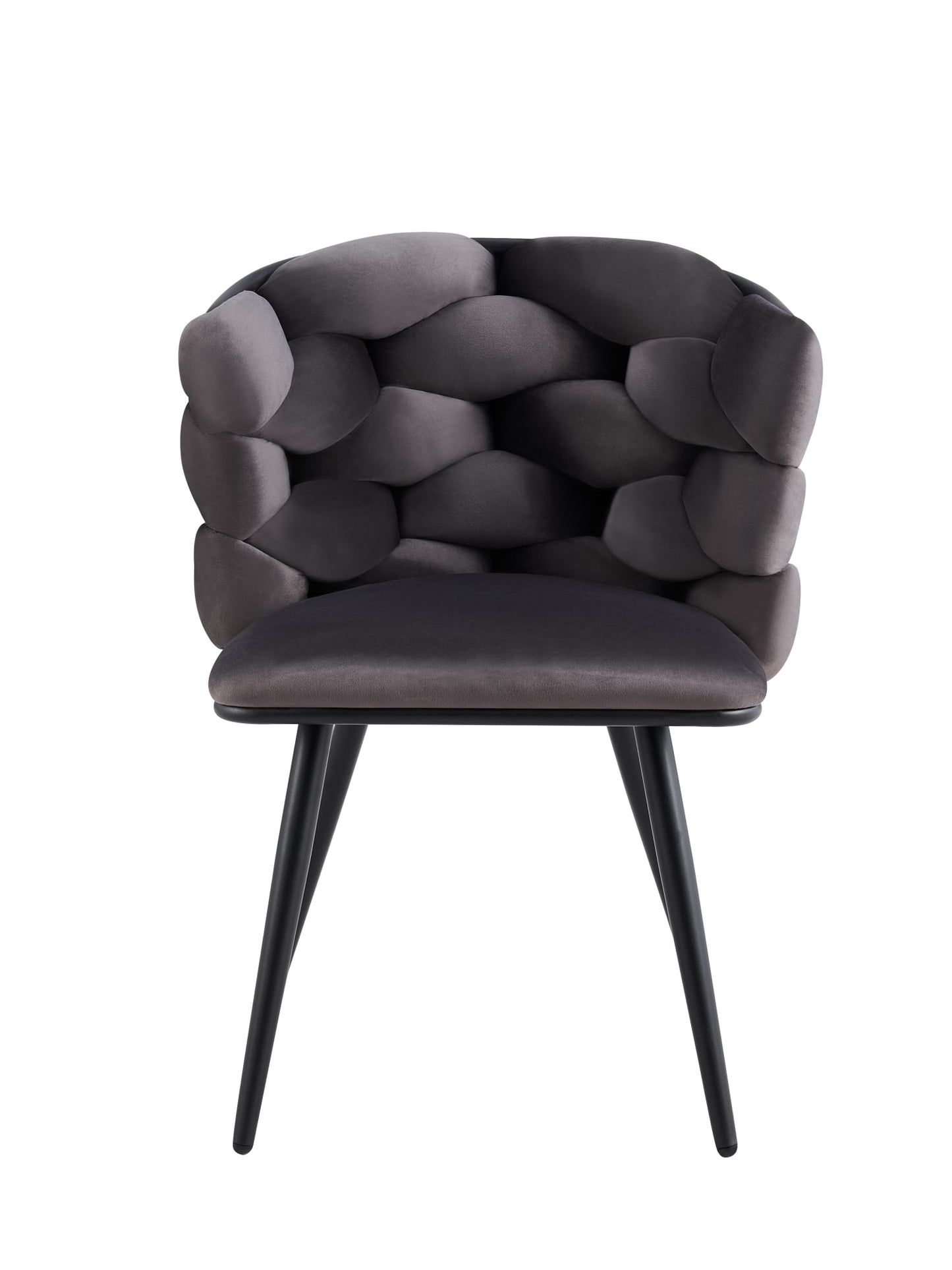 CHAISE LOLIPOP PIEDS METAL NOIR VELOURS ANTHRACITE