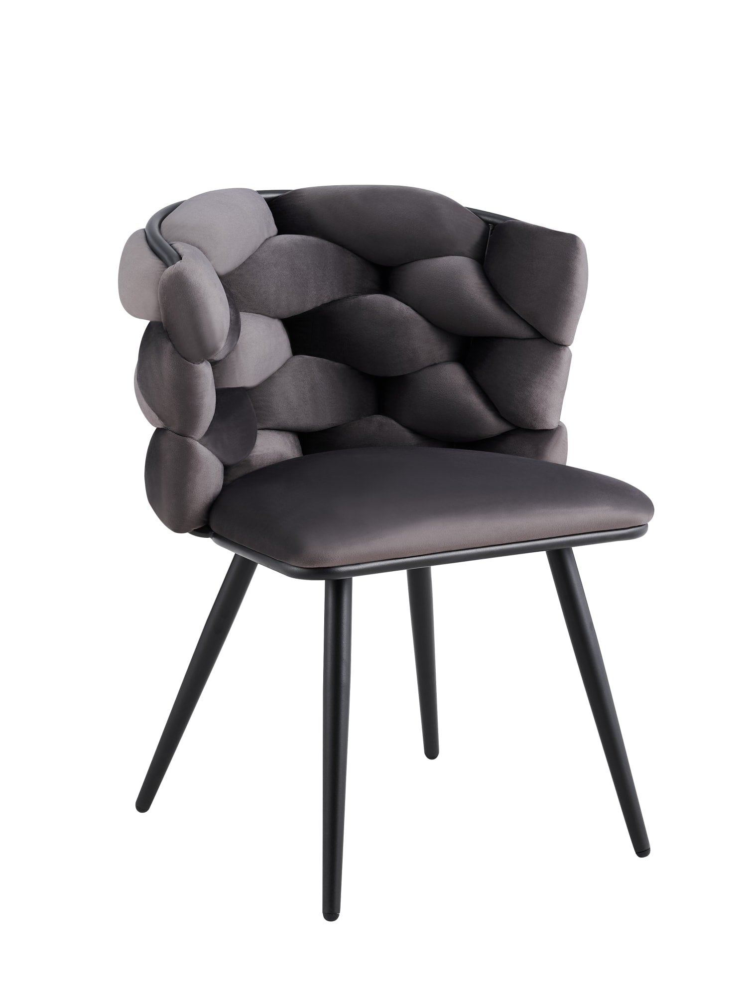 CHAISE LOLIPOP PIEDS METAL NOIR VELOURS ANTHRACITE