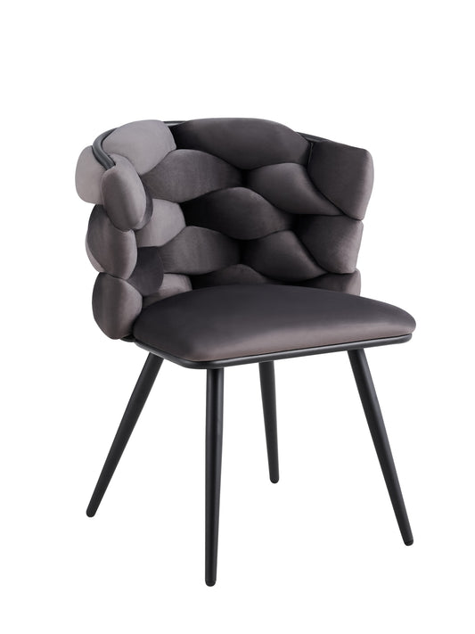 CHAISE LOLIPOP PIEDS METAL NOIR VELOURS ANTHRACITE