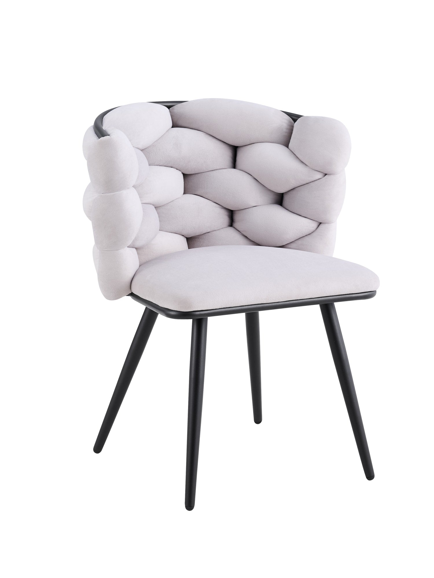 CHAISE LOLIPOP PIEDS METAL NOIR VELOURS LIGHT GRIS