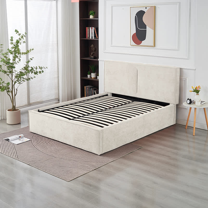 Lit Coffre Olivia Beige – Tissu Chenille