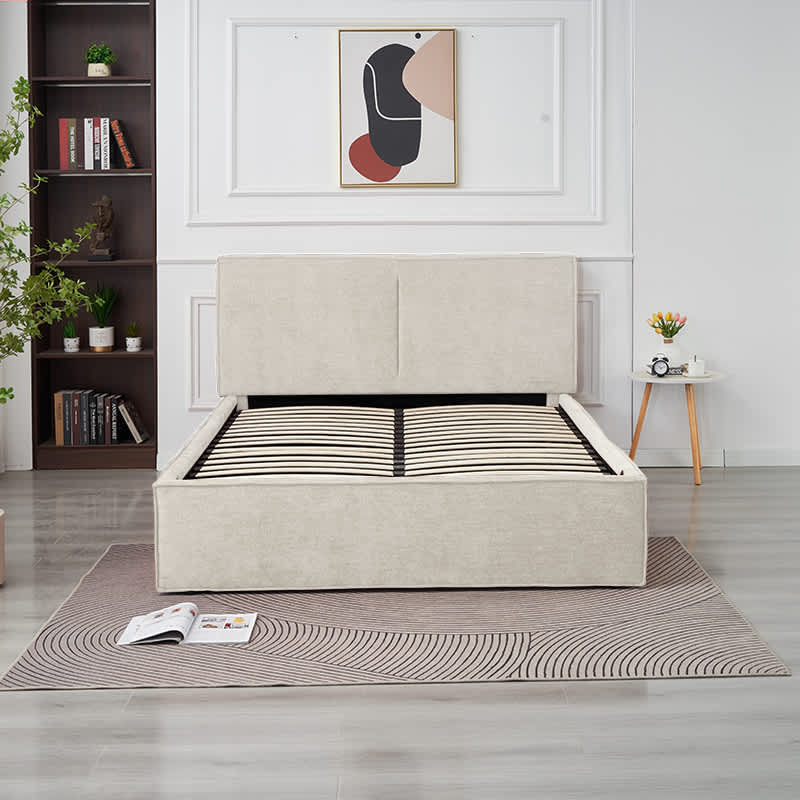 Lit Coffre Olivia Beige – Tissu Chenille