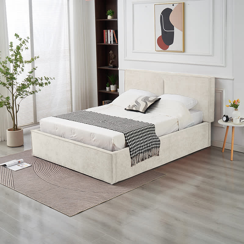 Lit Coffre Olivia Beige – Tissu Chenille