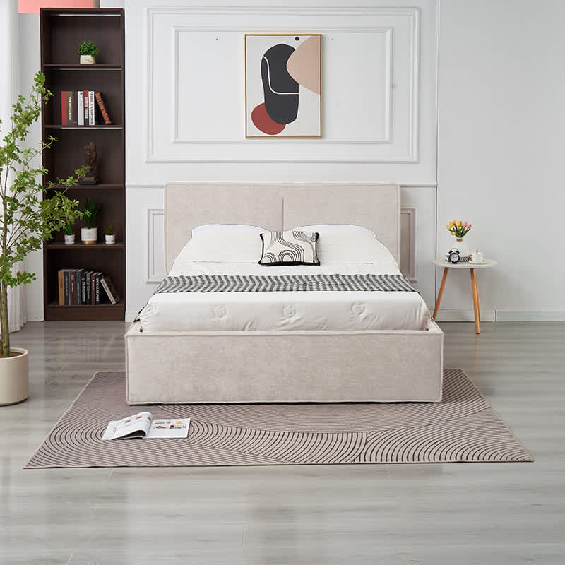 Lit Coffre Olivia Beige – Tissu Chenille