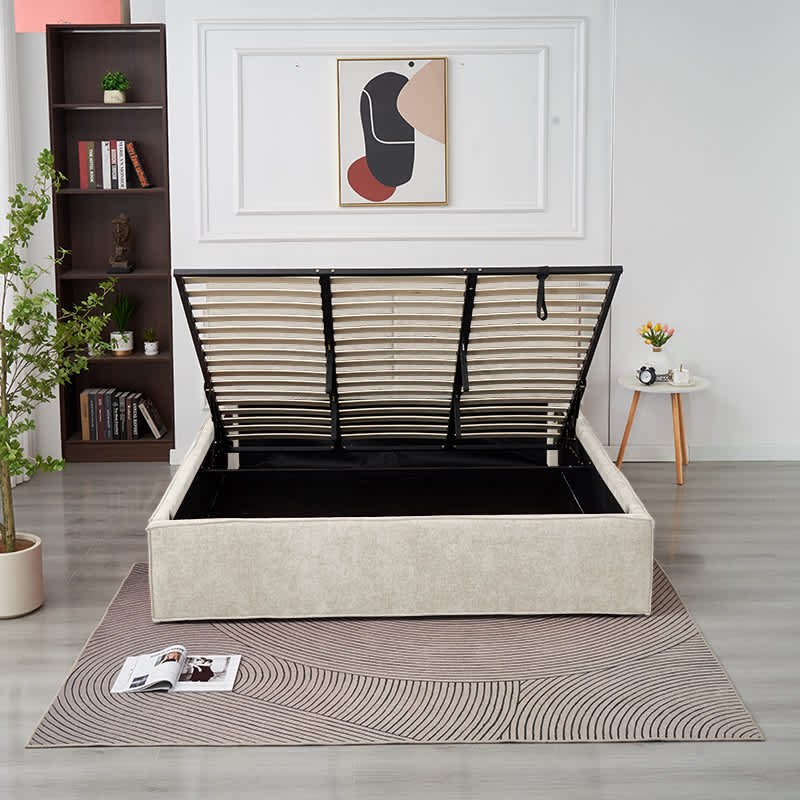 Lit Coffre Olivia Beige – Tissu Chenille