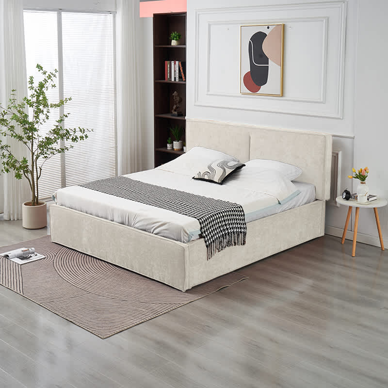 Lit Coffre Olivia Beige – Tissu Chenille
