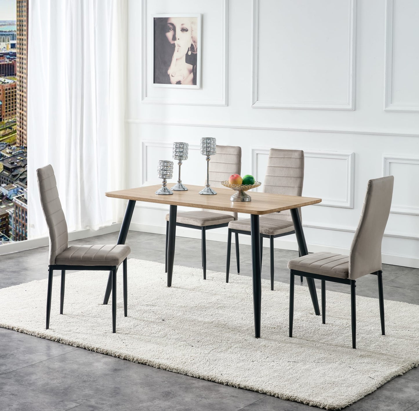 TABLE REPAS AMMO METAL NOIR PLATEAU EN CHENE GRIFFEE 120 x 70 c