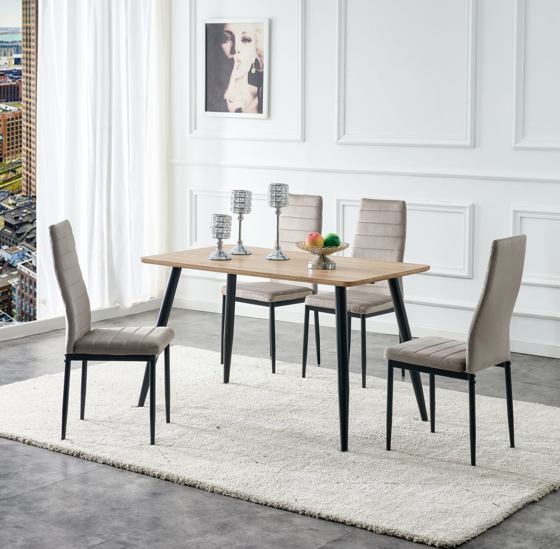 TABLE REPAS AMMO METAL NOIR PLATEAU EN CHENE GRIFFEE 120 x 70 c