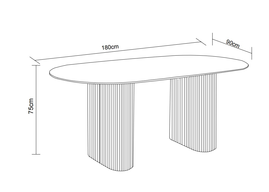 TABLE A MANGER ROXY PIED BEIGE CERAMIQUE TRAVERTIN MAT 180X90CM