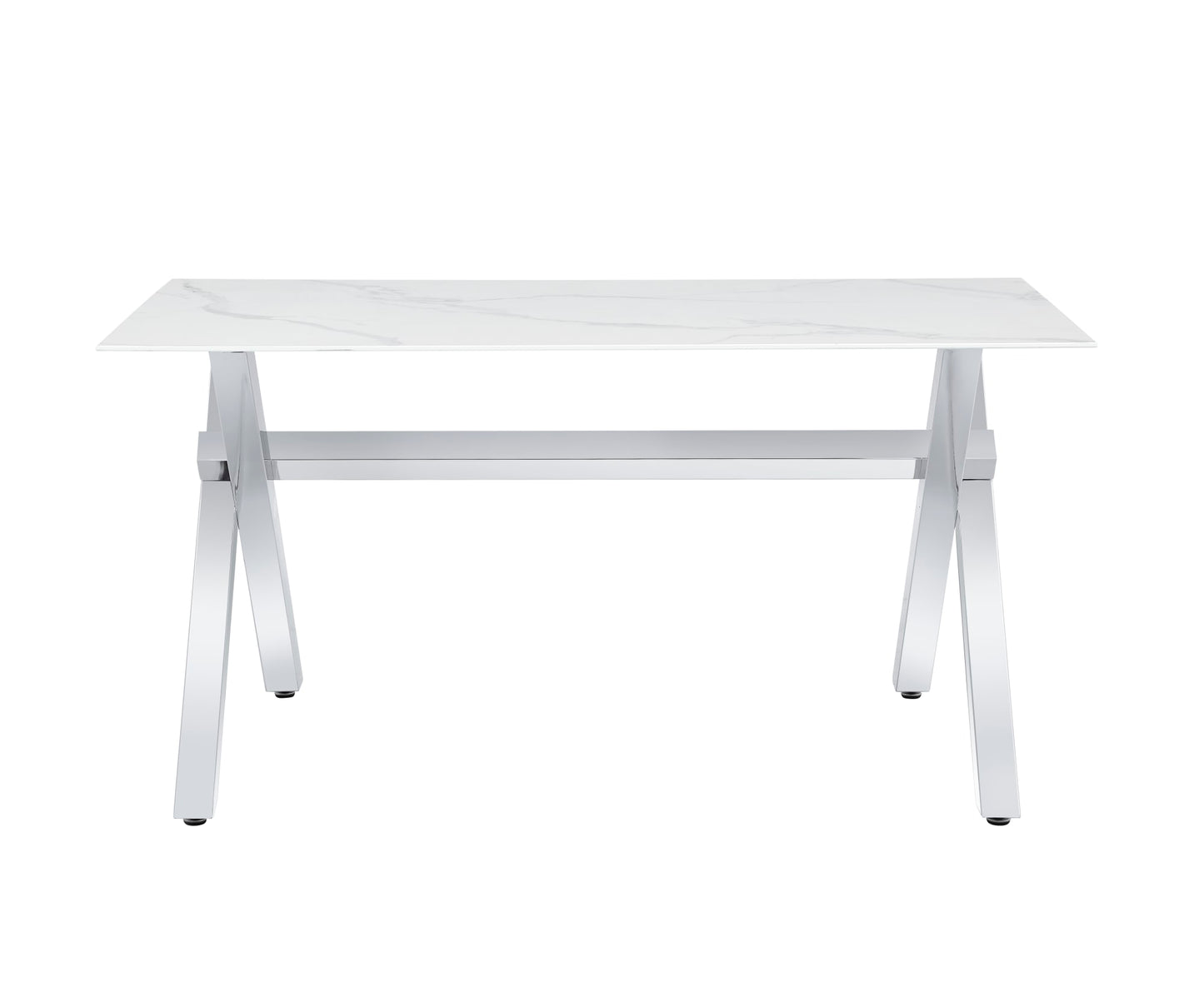 Table à manger IXE chrome plateau en verre trempé 150 cm
