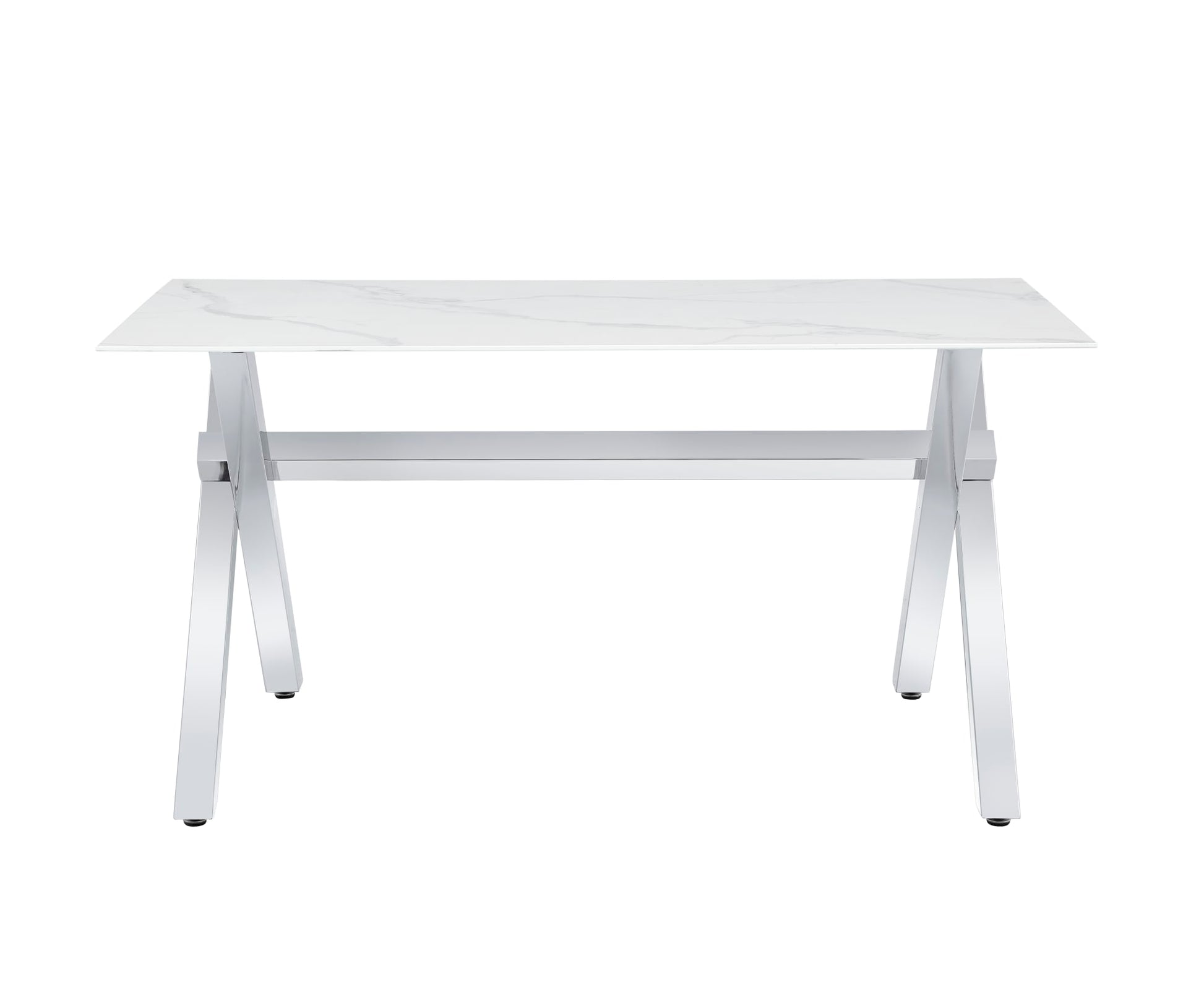 Table à manger IXE chrome plateau en verre trempé 150 cm