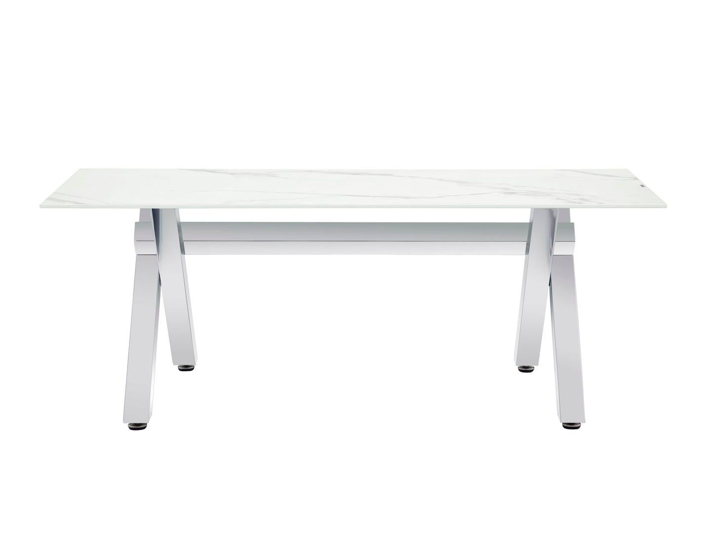 Table à manger IXE chrome plateau en verre trempé 150 cm