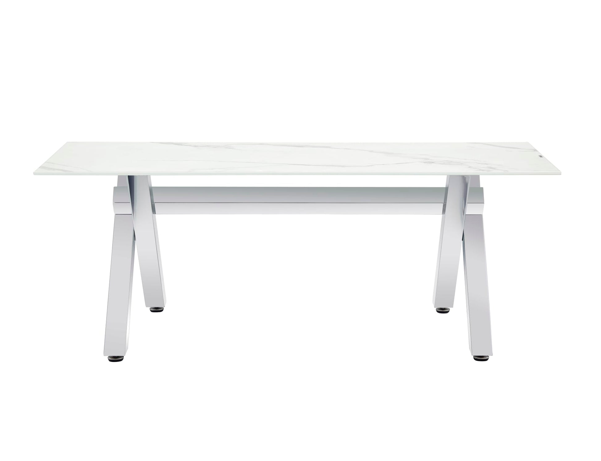 Table à manger IXE chrome plateau en verre trempé 150 cm