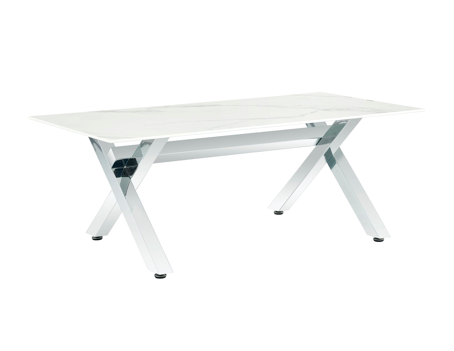Table à manger IXE chrome plateau en verre trempé 150 cm