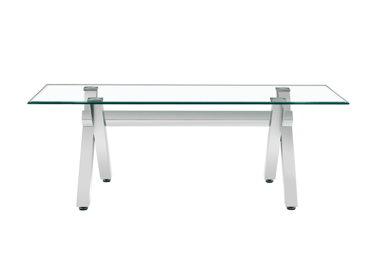 Table à manger IXE chrome plateau en verre trempé 150 cm