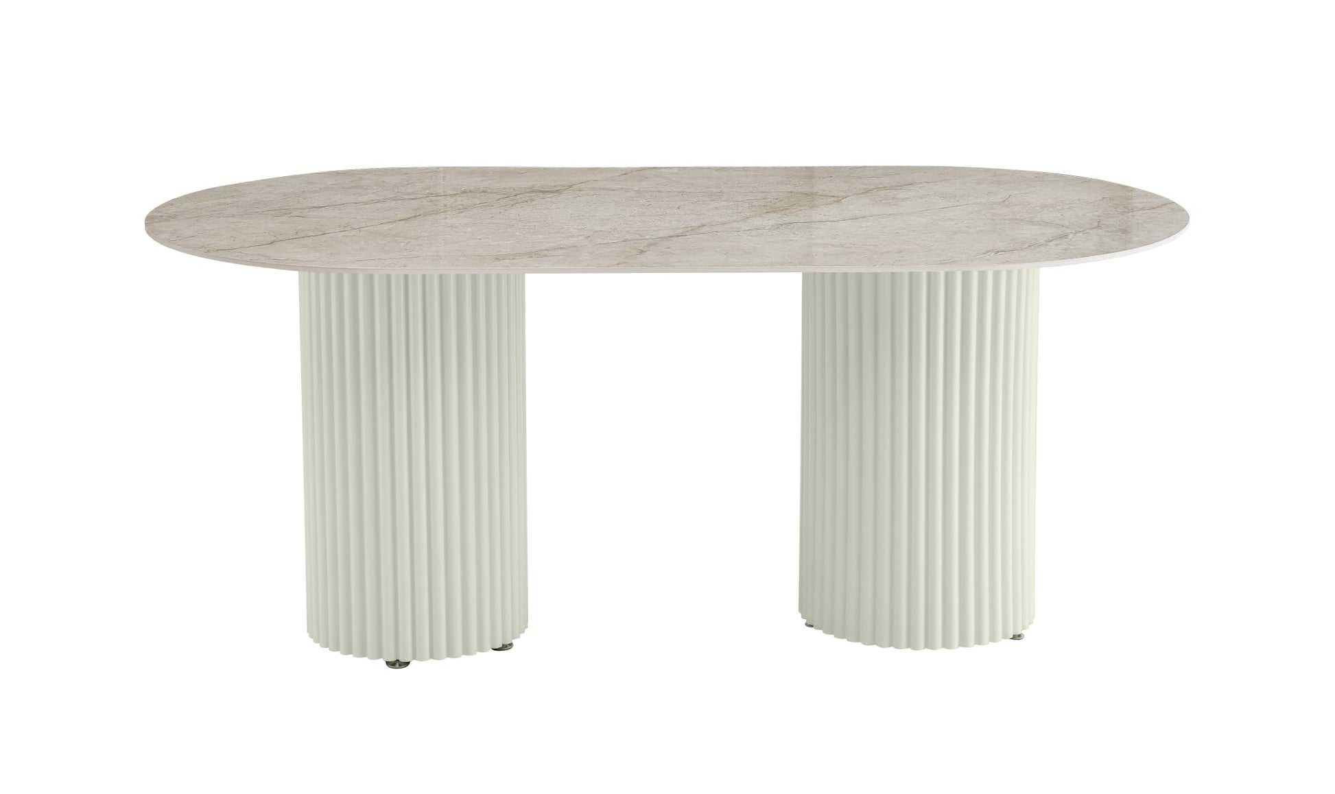 TABLE A MANGER KEYSHA PIED METAL BEIGE PLATEAU CERAMIQUE SHAKESPEARE GRIS160cm