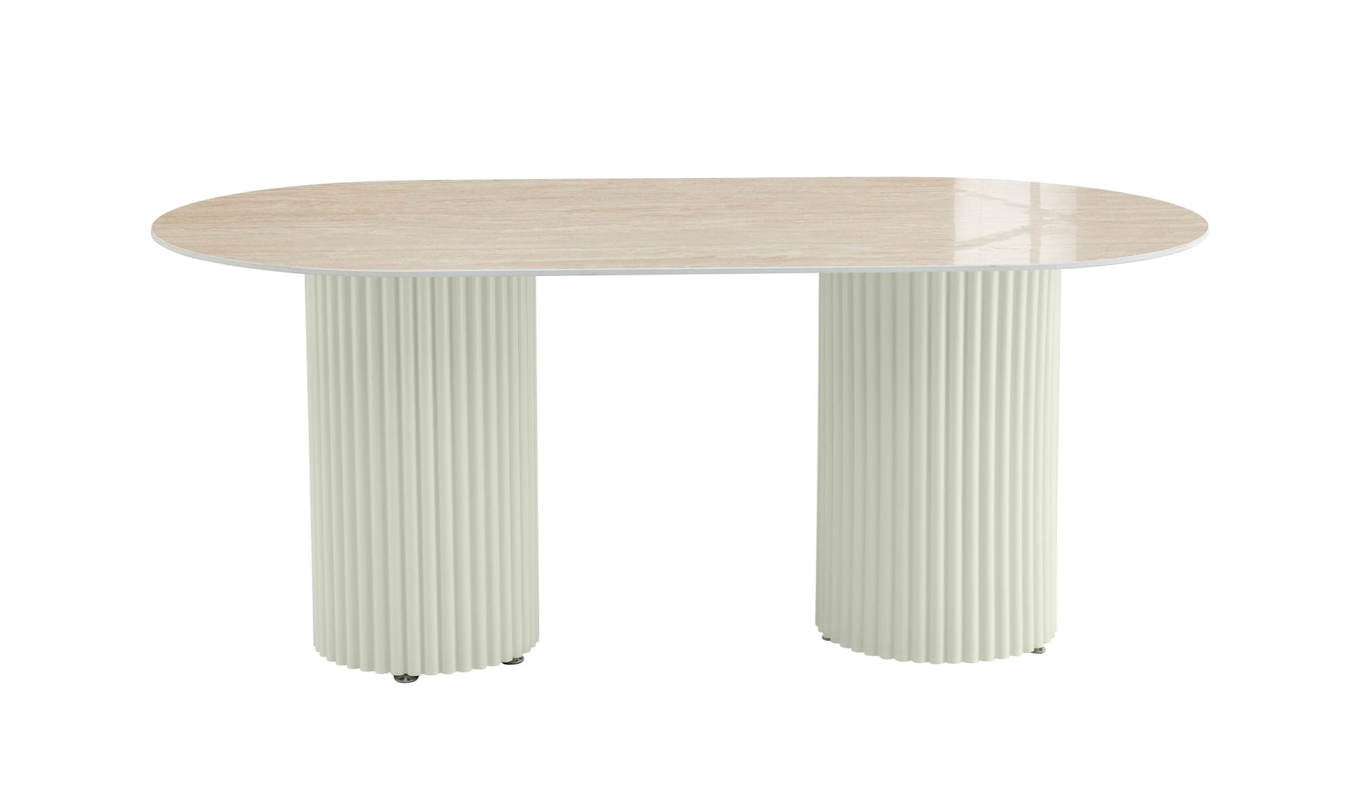 TABLE A MANGER KEYSHA BEIGE CERAMIQUE TRAVERTIN BRILLANT 160x90cm