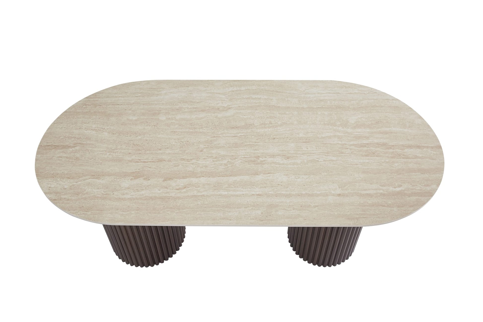 TABLE A MANGER KEYSHA METAL NOIR CERAMIQUE TRAVERTIN 180x90cm