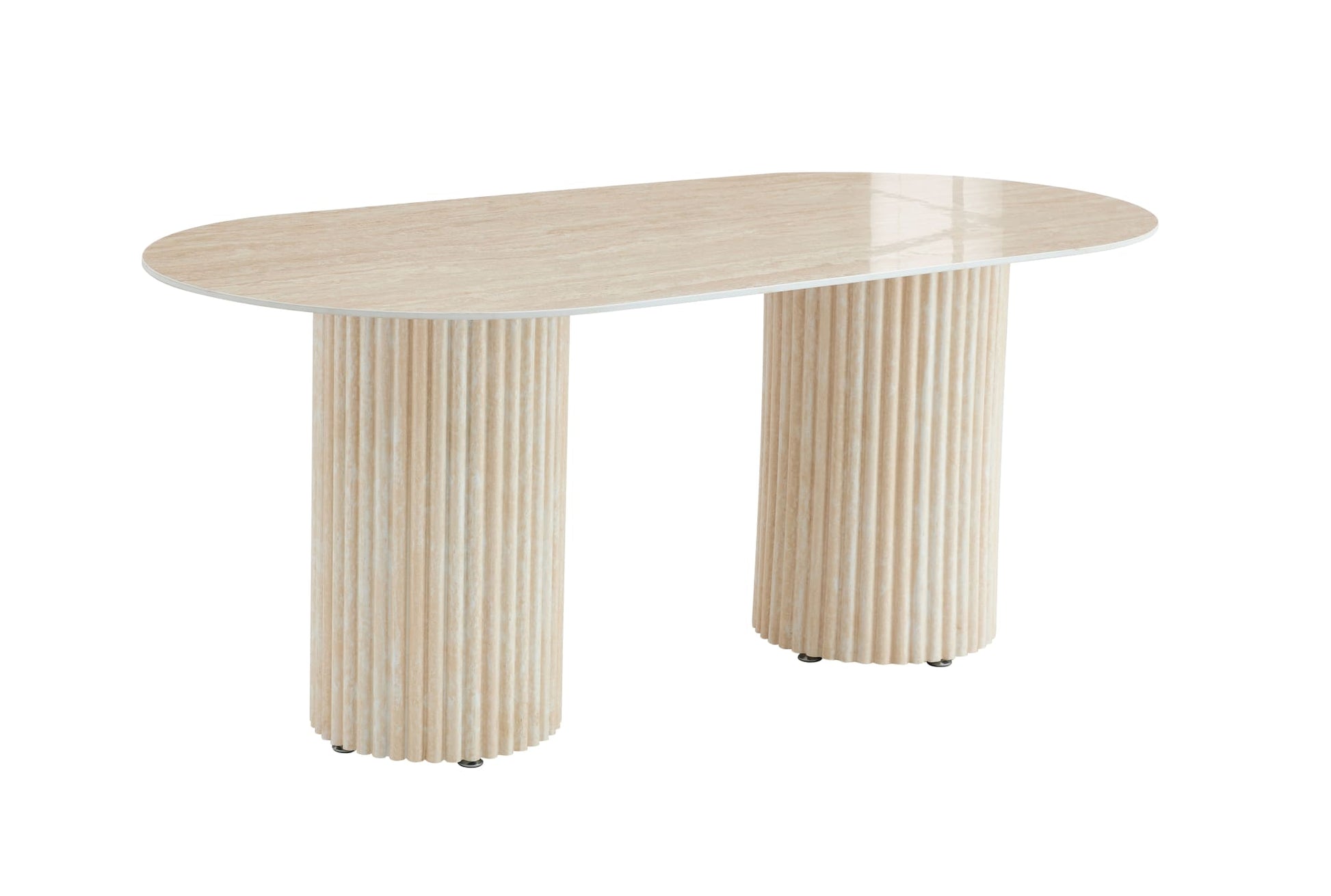 TABLE A MANGER KEYSHA TRAVERTIN CERAMIQUE TRAVERTIN BRILLANT 180x90cm