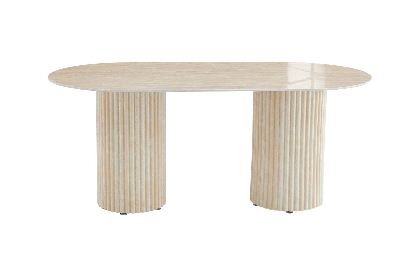 TABLE A MANGER KEYSHA TRAVERTIN CERAMIQUE TRAVERTIN BRILLANT 180x90cm