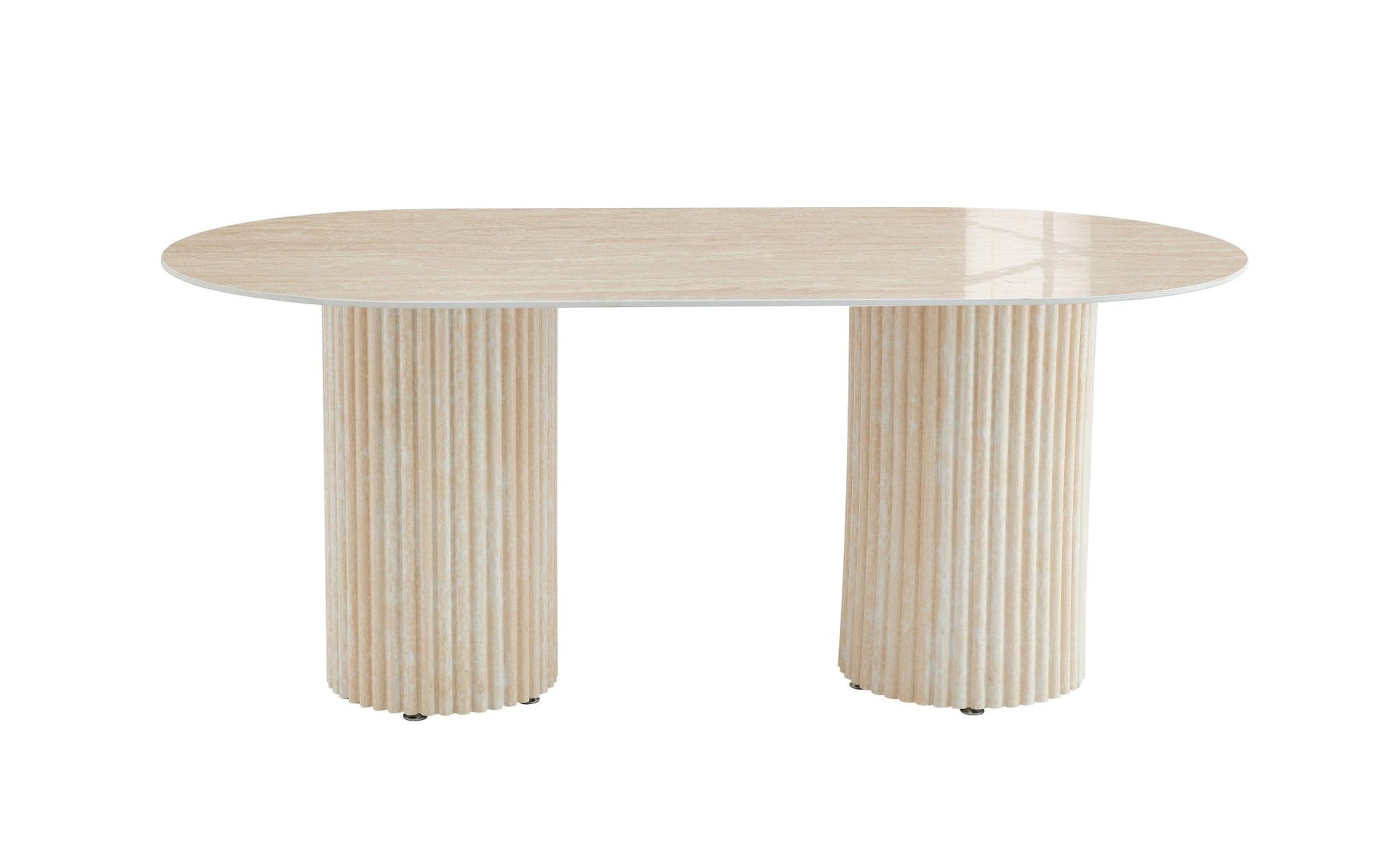 TABLE A MANGER KEYSHA TRAVERTIN CERAMIQUE TRAVERTIN BRILLANT 180x90cm