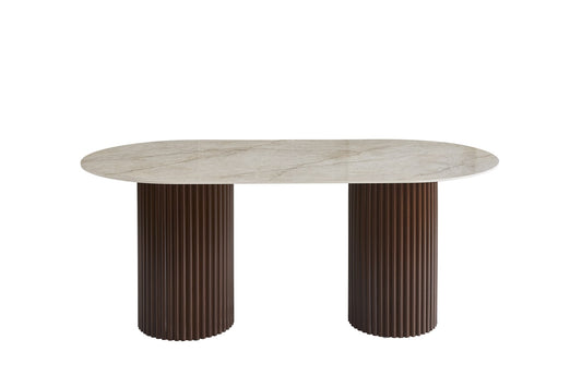 TABLE A MANGER KEYSHA PIED NOYER PLATEAU CERAMIQUE SHAKESPEARE GRIS
160cm