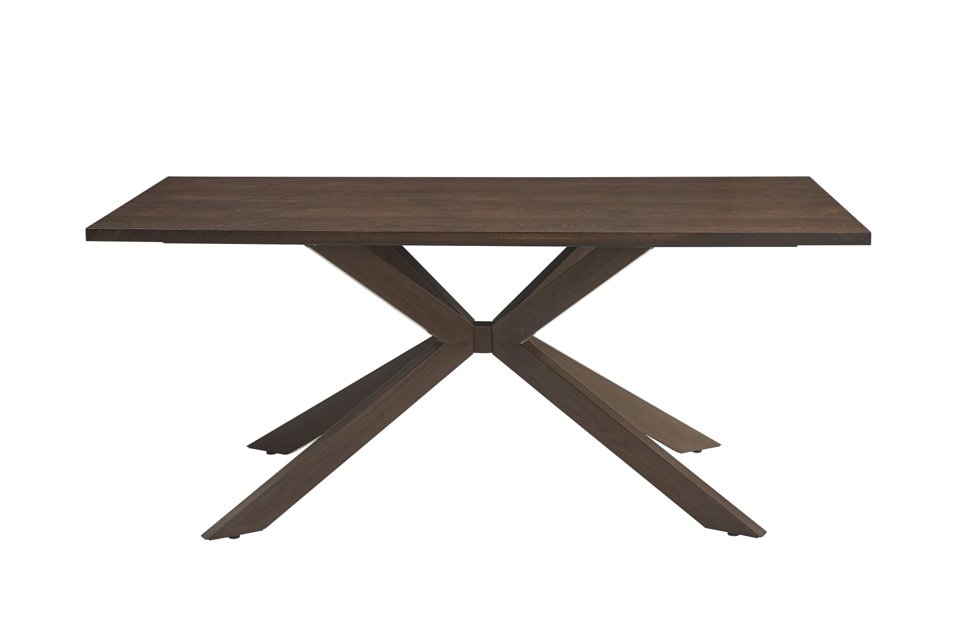 TABLE A MANGER XAVIER PLATEAU MDF EFFET BOIS NOYER PIED METAL EFFET NOYER 180X90X75cm