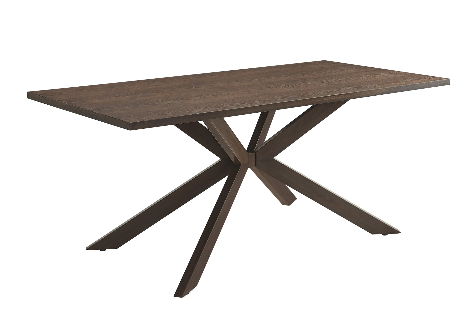 TABLE A MANGER XAVIER PLATEAU MDF EFFET BOIS NOYER PIED METAL EFFET NOYER 180X90X75cm