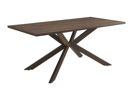 TABLE A MANGER XAVIER PLATEAU MDF EFFET BOIS NOYER PIED METAL EFFET NOYER 180X90X75cm