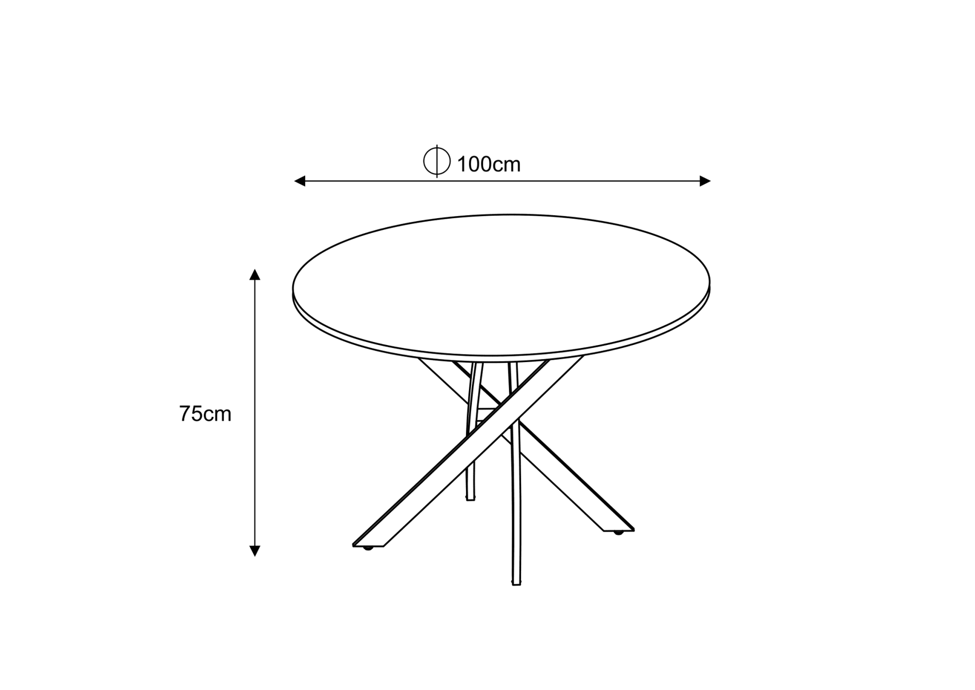 Table à manger ronde JESSICA Gold 100 cm 4 couverts