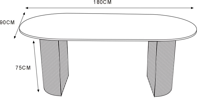TABLE A MANGER ANNA PIED METAL EFFET NOYER PLATEAU CERAMIQUE TRAVERTIN BRILLANT 180x90x75cm